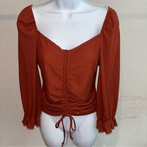 Almost Famous Rust Long Sleeve Women's Top